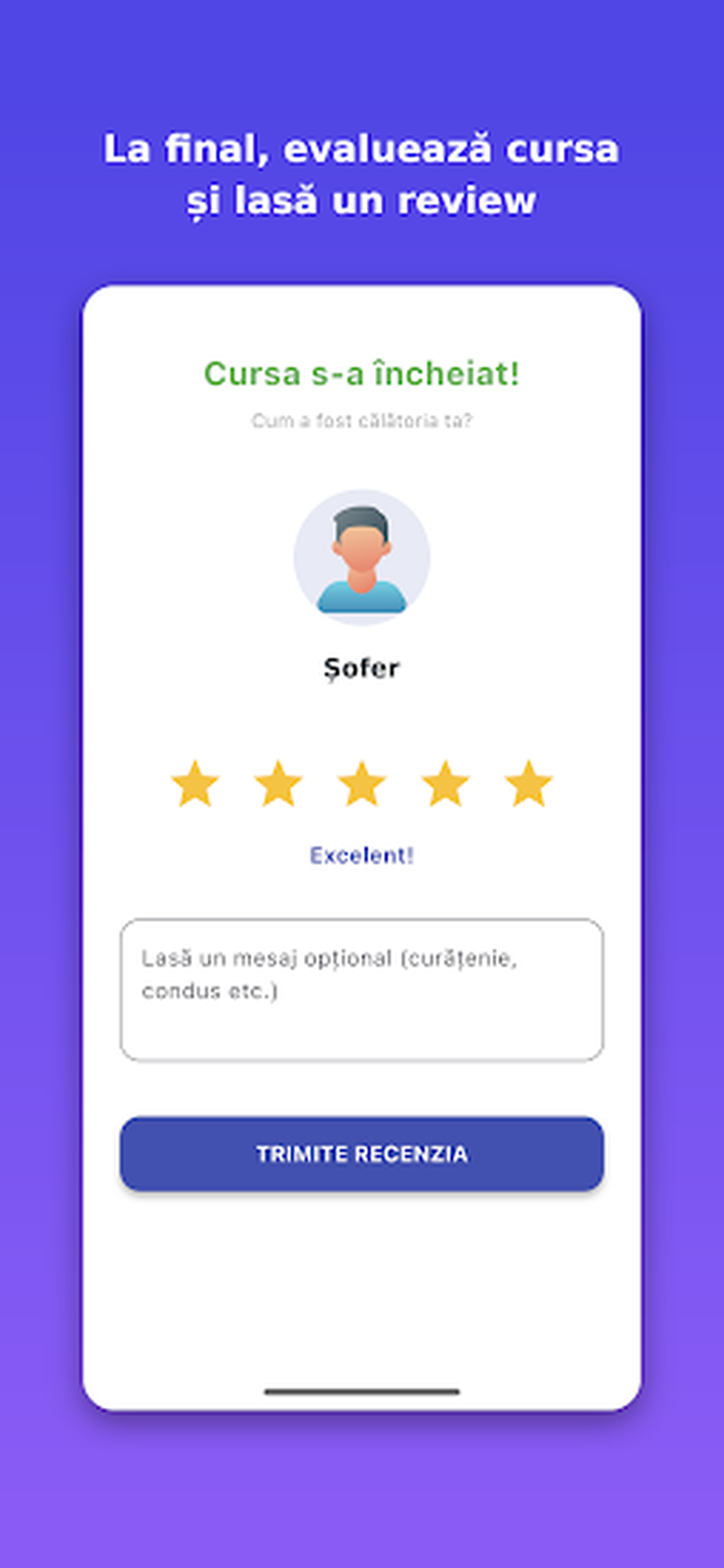 La final, evaluează cursa și lasă un review